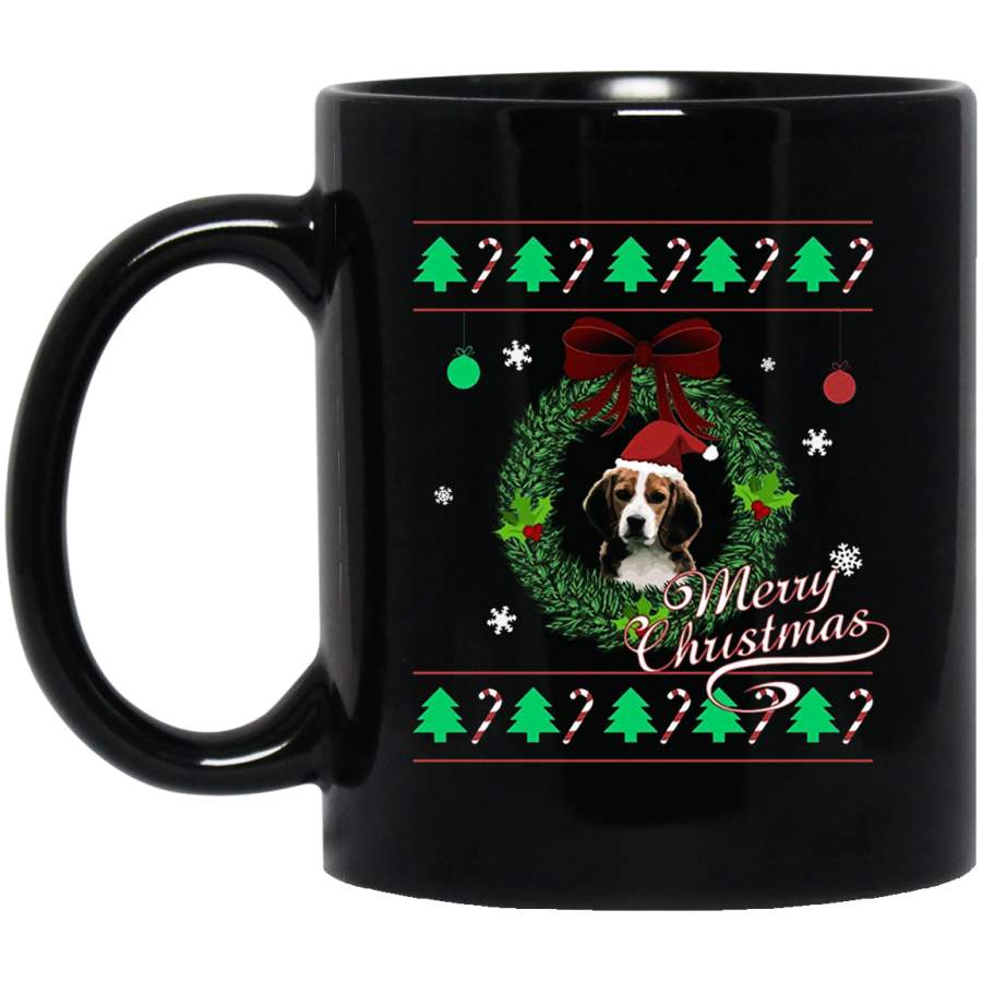 Ugly Christmas Sweater Beagle Puppy Mug 11 oz 15 oz Black Mug