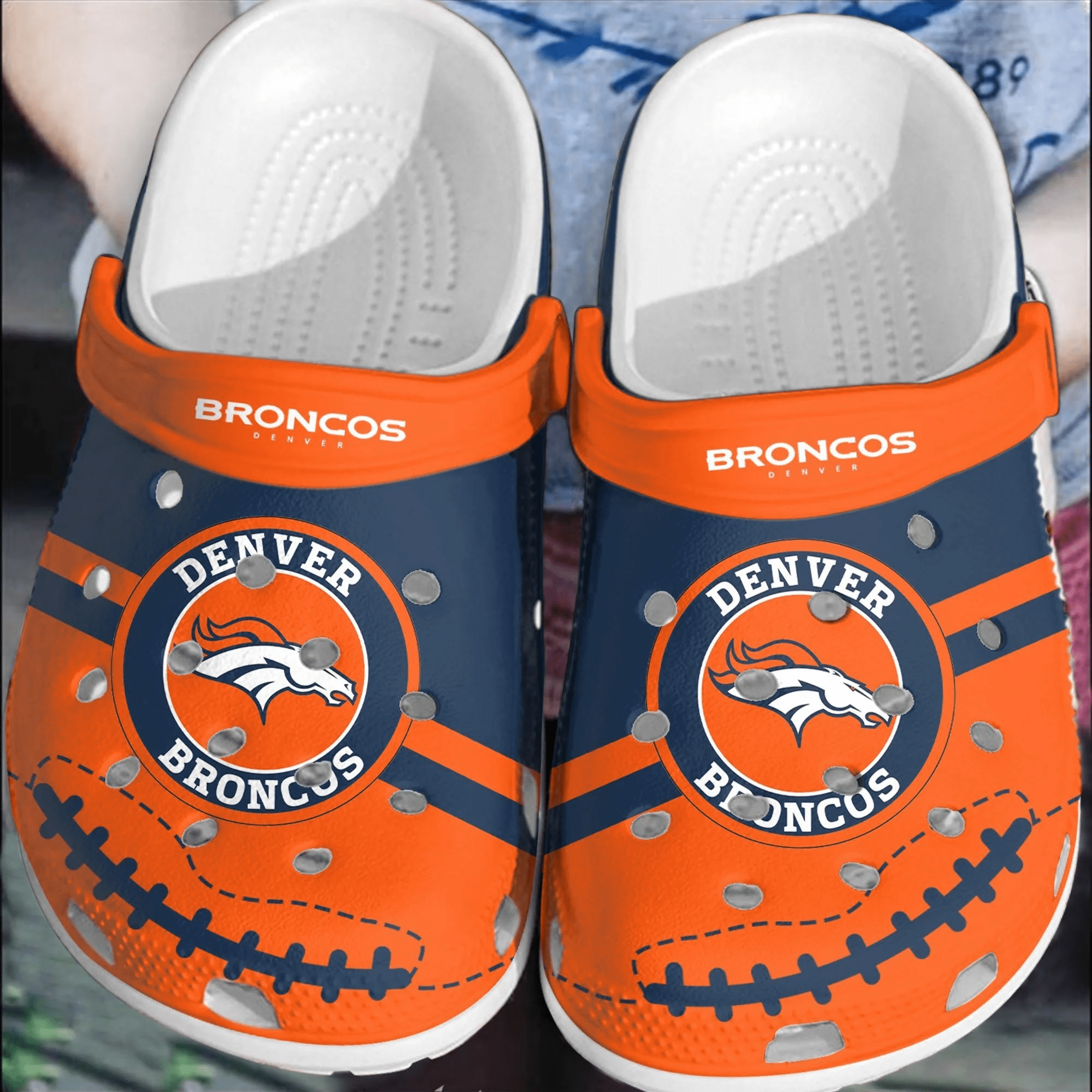 NFL Denver Broncos Football Crocband Shoes Comfortable Crocss Clogs For Men Women