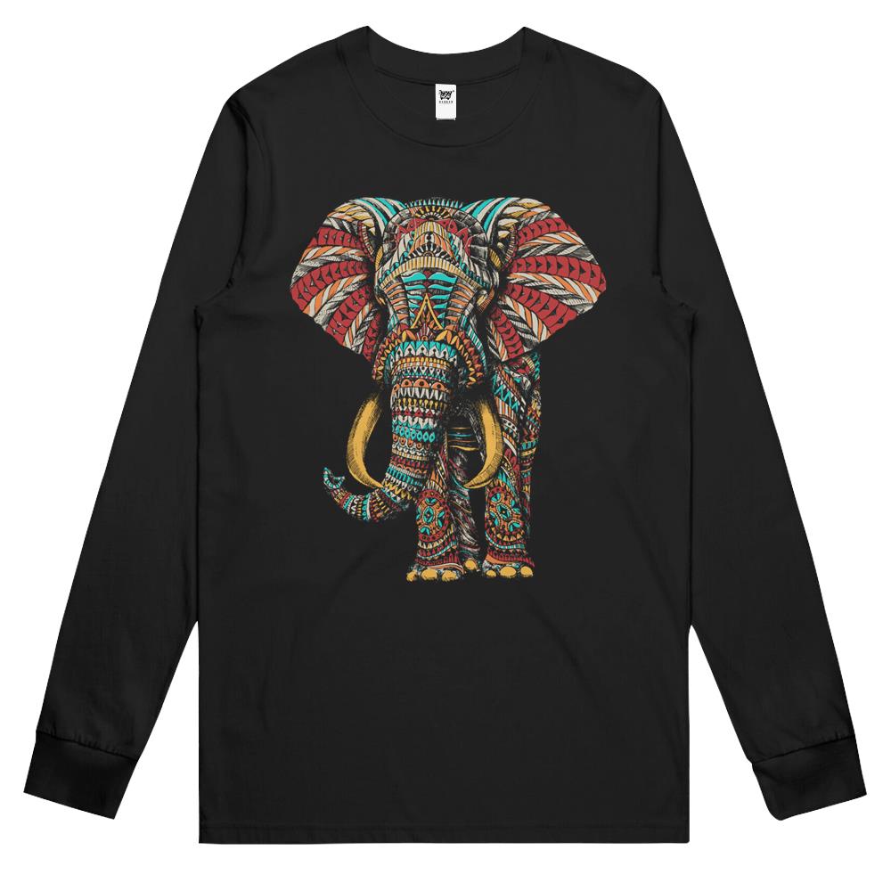 Ornate Elephant Long Sleeve T Shirts