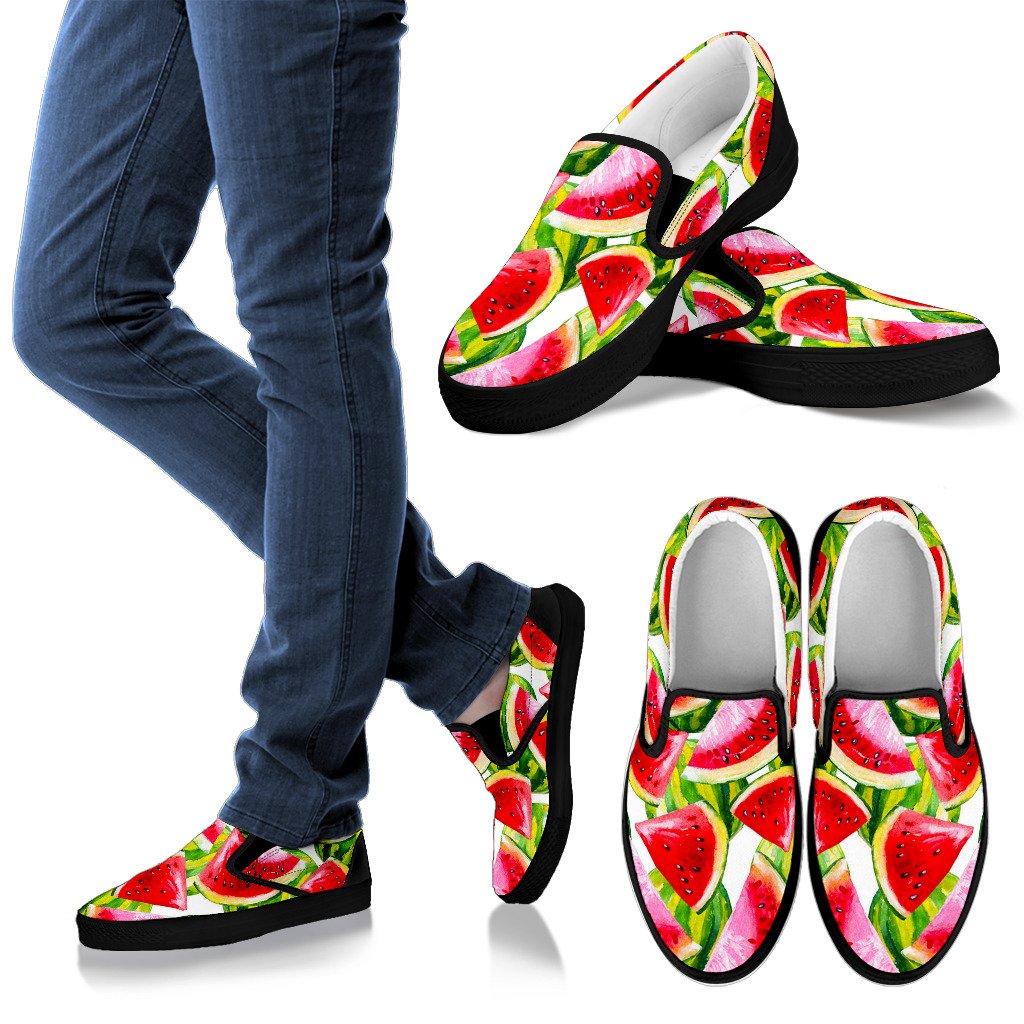 Watercolor Watermelon Pattern Print Men’S Slip On Shoes