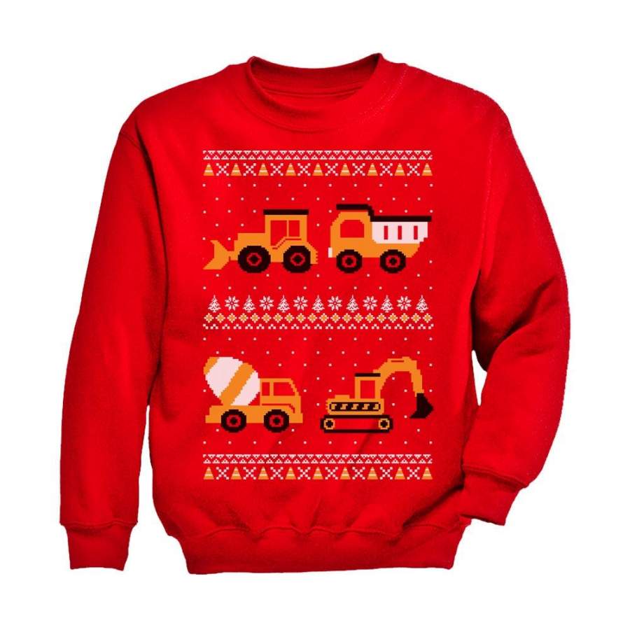 Tractors & Bulldozers Ugly Christmas Sweater Youth Kids Sweatshirt