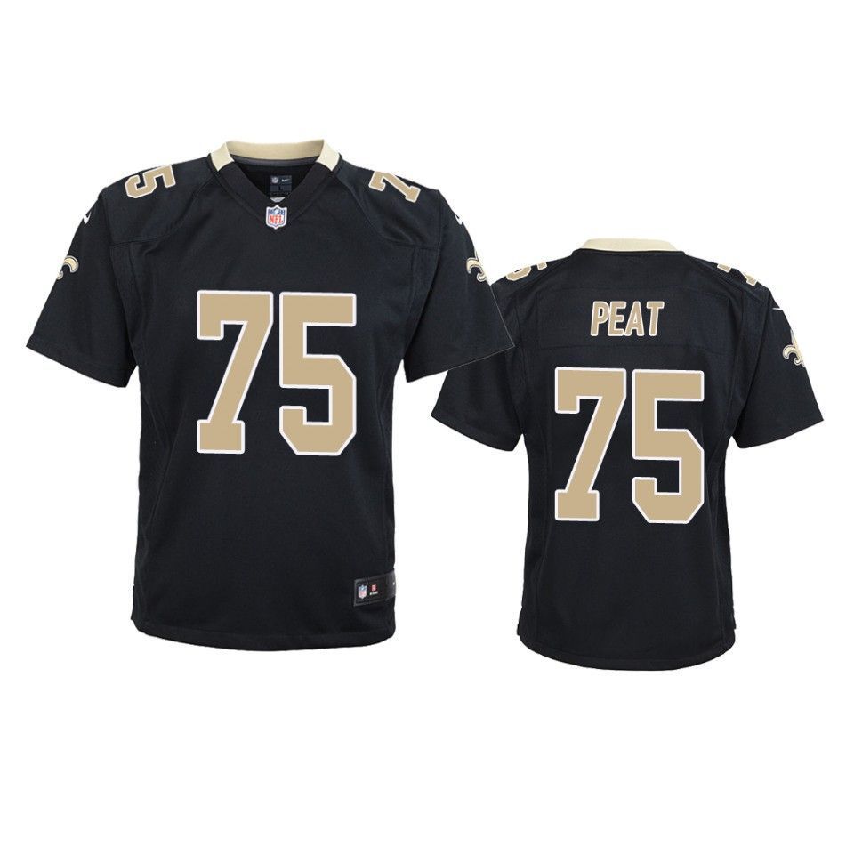 New Orleans Saints Andrus Peat Game Black Youth Jersey