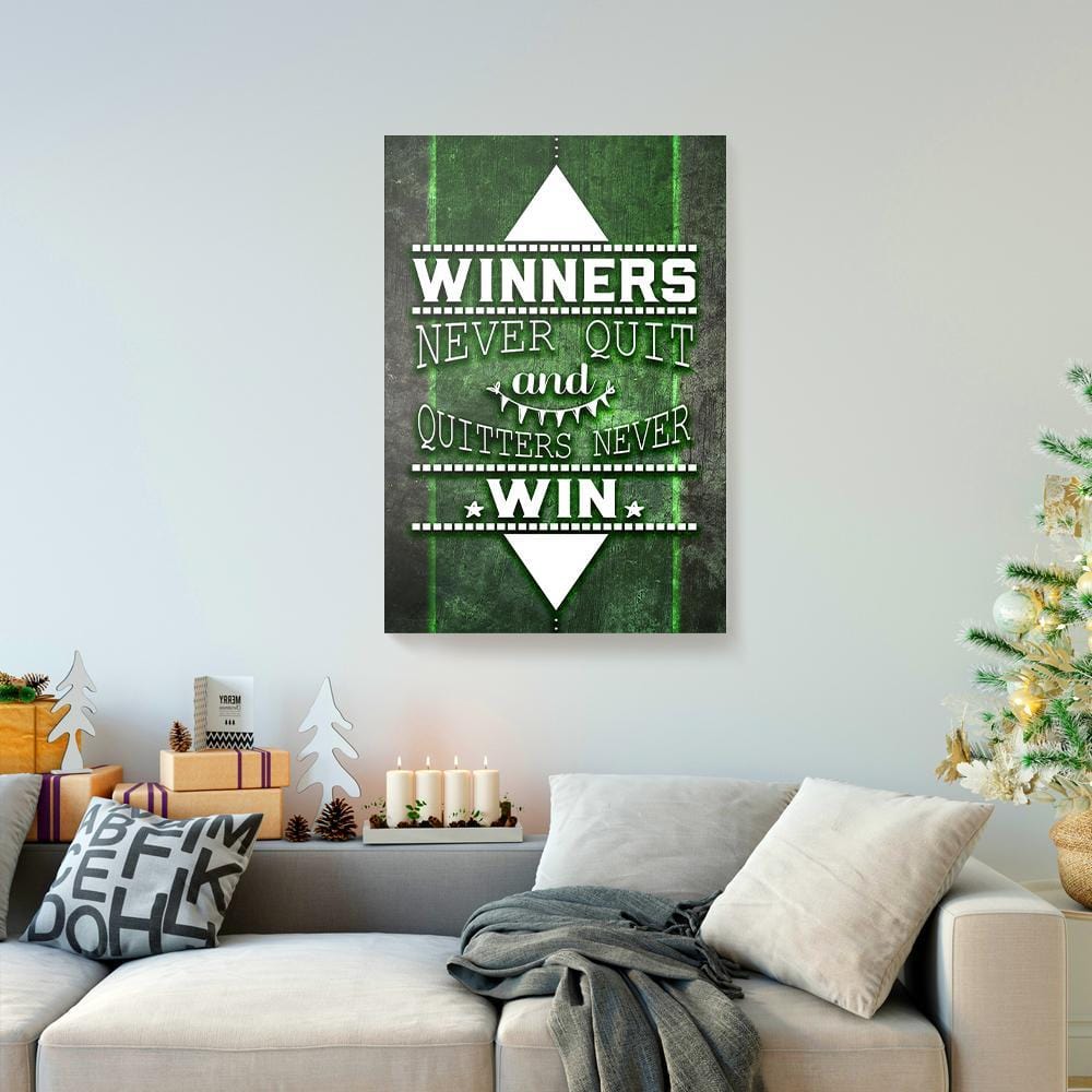 Canvas Prints Winners Never Quit And Quitters Never Win Green Women Wall Art Canvas Wall Art Home Decor