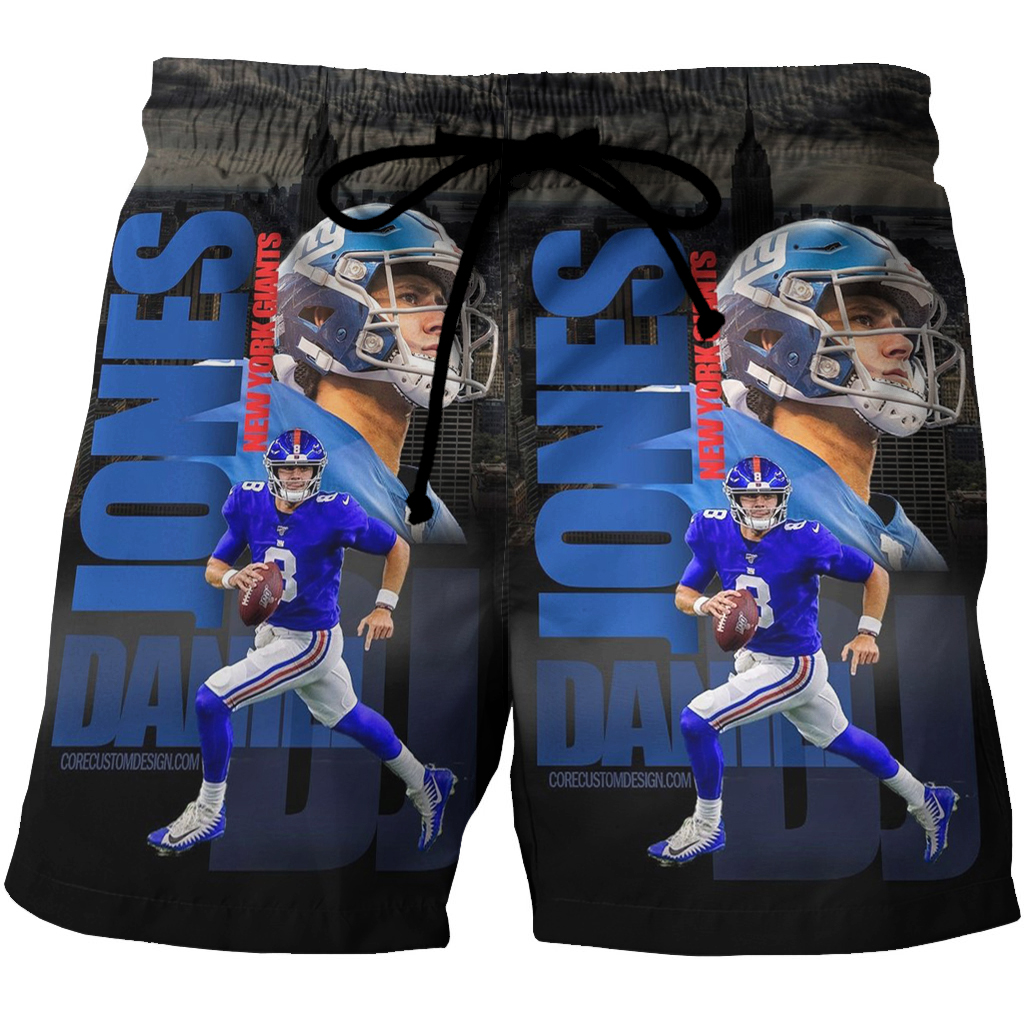 New York Giants Daniel Jones2 3D All Over Print Summer Beach Hawaiian Short