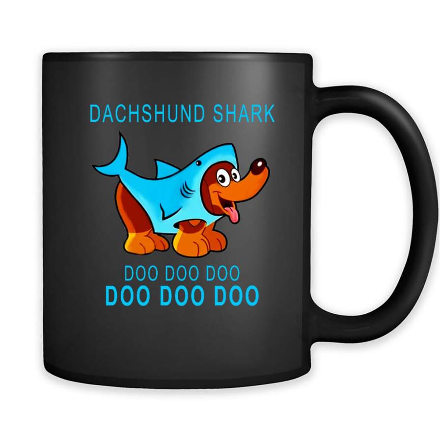 Dachshund Shark Doo Doo Doo – Full-Wrap Coffee Black Mug