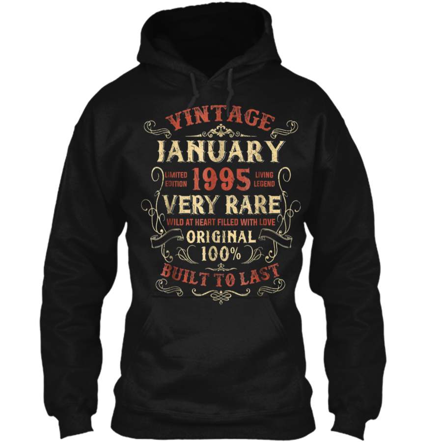 -1995th Birthday Gift Vintage January 1995  For Men Pullover Hoodie 8 oz