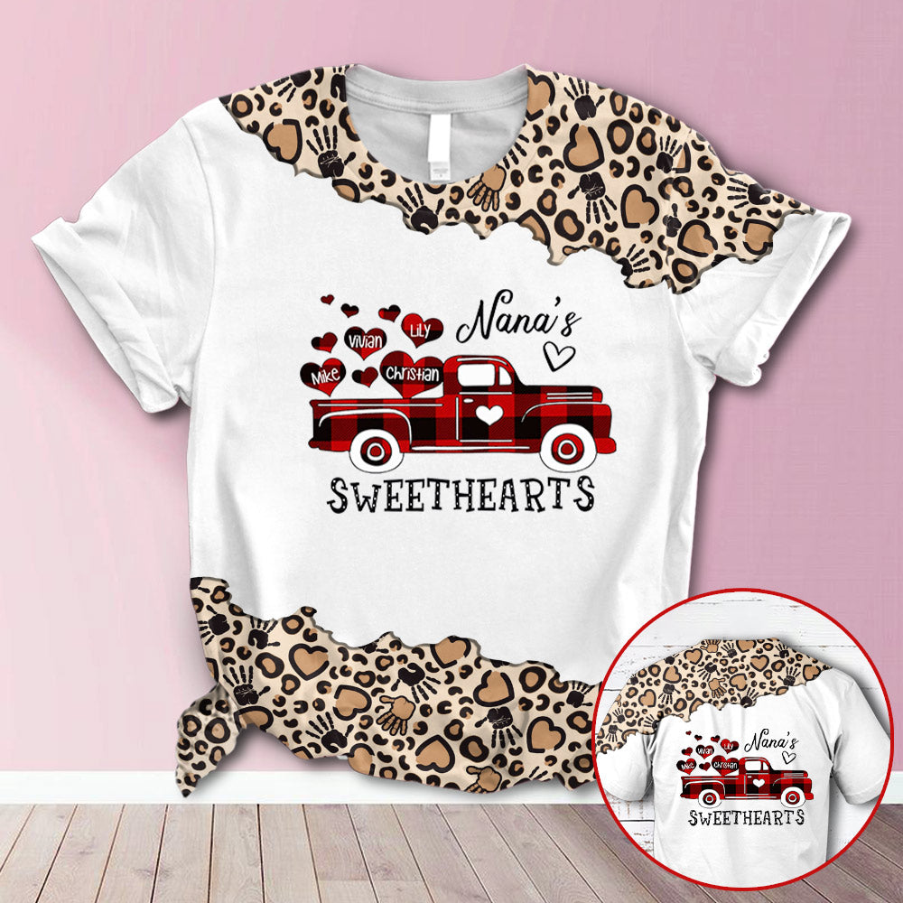 Personalized Nana’S Sweethearts Red Plaid Truck Leopard All Over Print Shirts, 3D Hoodie, Sweatshirt, Shirt And Polo For Grandma Hn98 Trhn