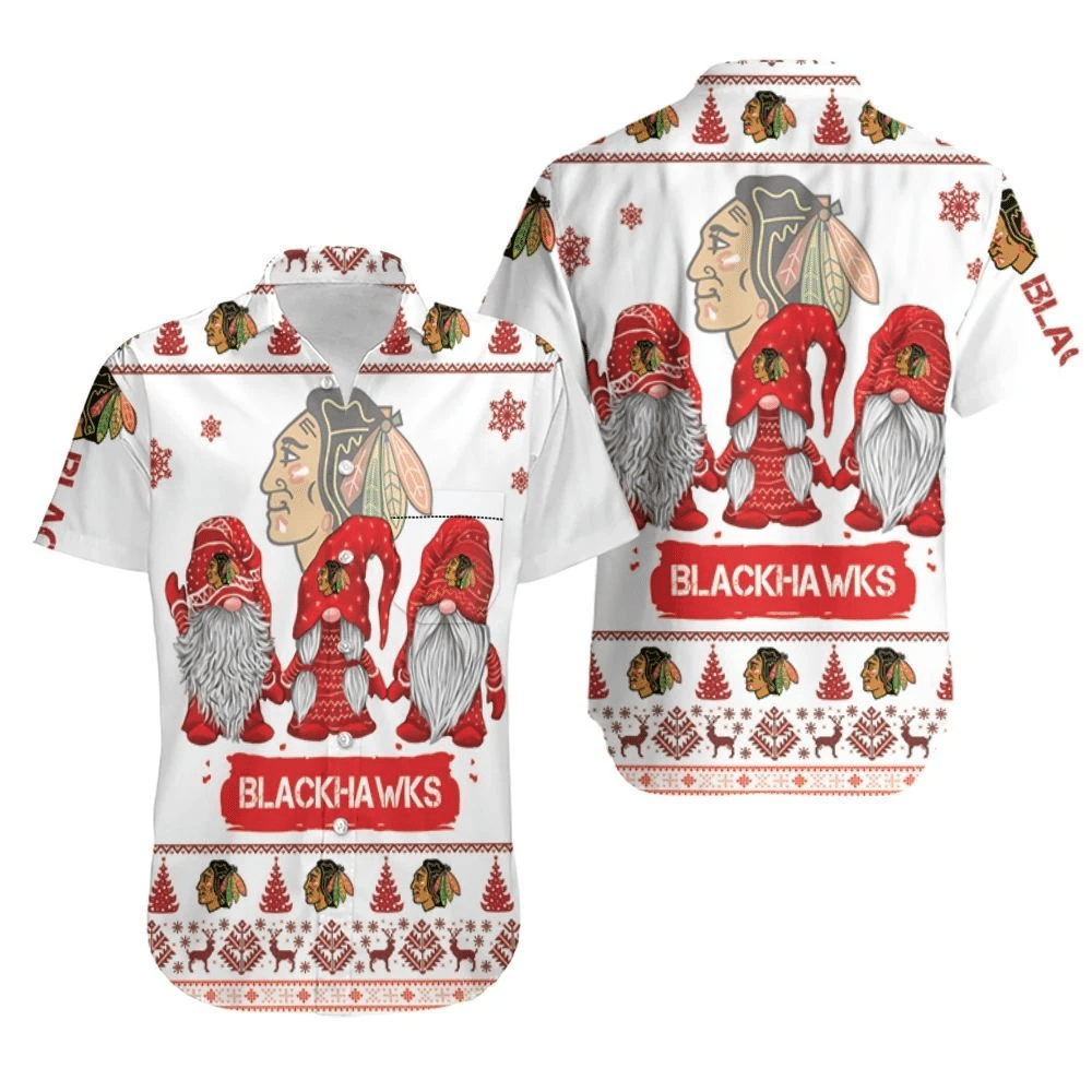 Christmas Gnomes Chicago Blackhawks Ugly Sweatshirt Christmas 3D Hawaiian Shirt Combo Beach