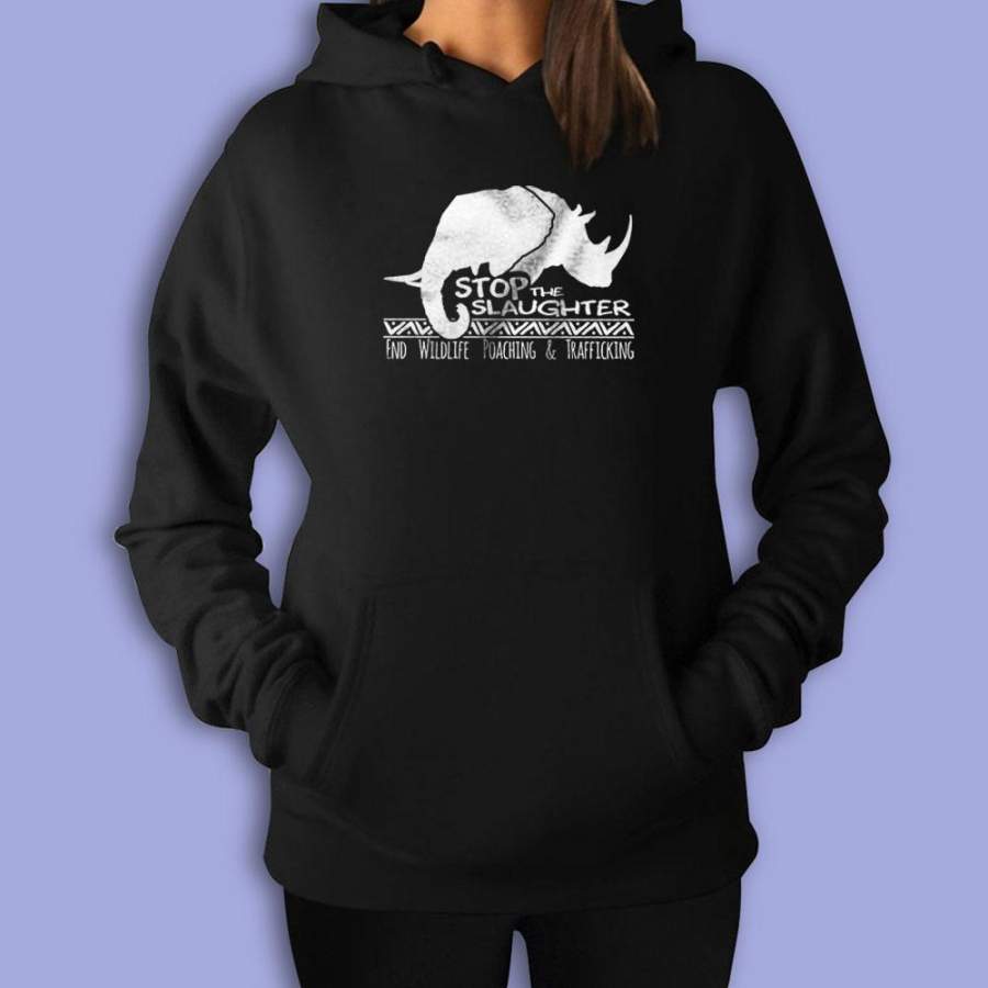 Animal Rights Anti Poaching Rhino And Elephant Women’S Hoodie