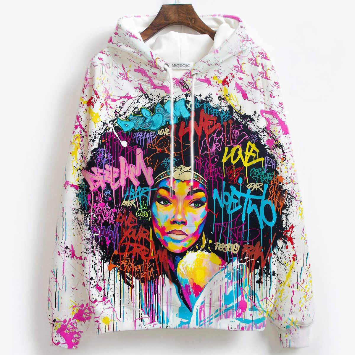 African American Hoodies Beautiful Afro Woman Black Girl Magic All Over Print Womens Hooded Sweatshirt Afrocentric Clothing BPS01236