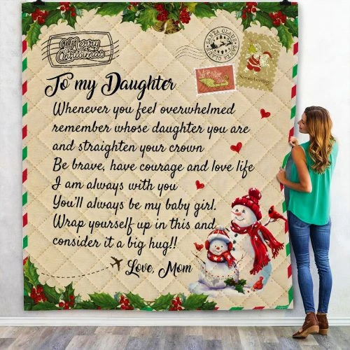 To My Daughter – Love Mom Christmas Letter Blanket- Gift For Christmas, Birthday