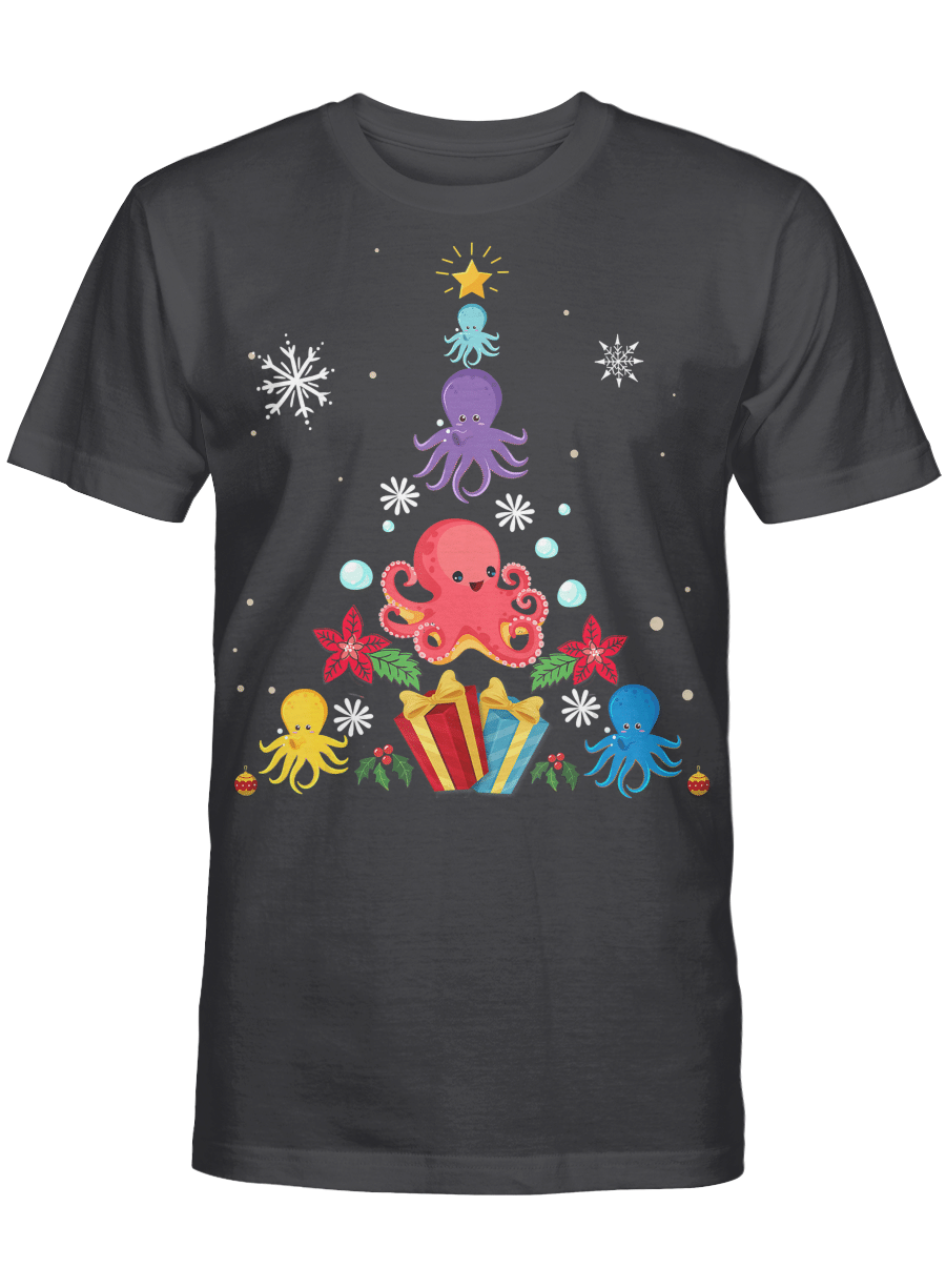 AmazeStyleZ Santa’s Reindeer, Ugly Christmas Sweater, Christmas Gift Ideas, Funny Octopus Christmas Tree Cute Gift Xmas T-Shirt