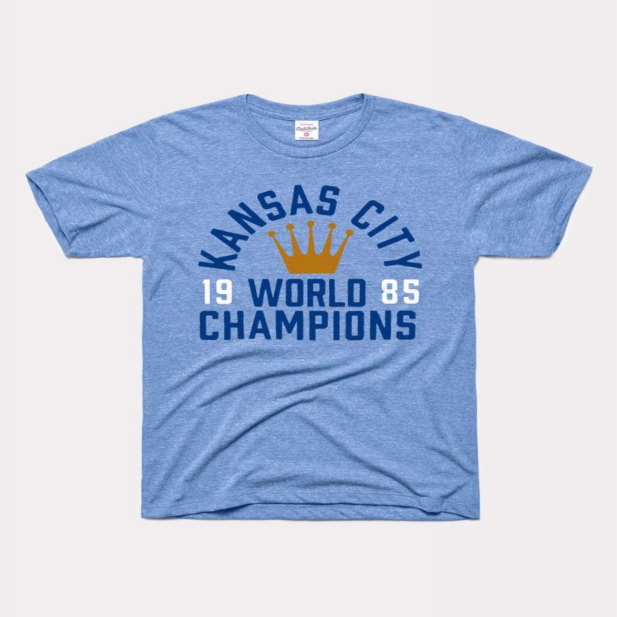 Vintage Royal Blue Kansas City 1985 World Champions T-Shirt