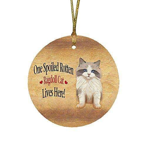 Ragdoll Kitten Spoiled Rotten Cat Round Christmas Ornament