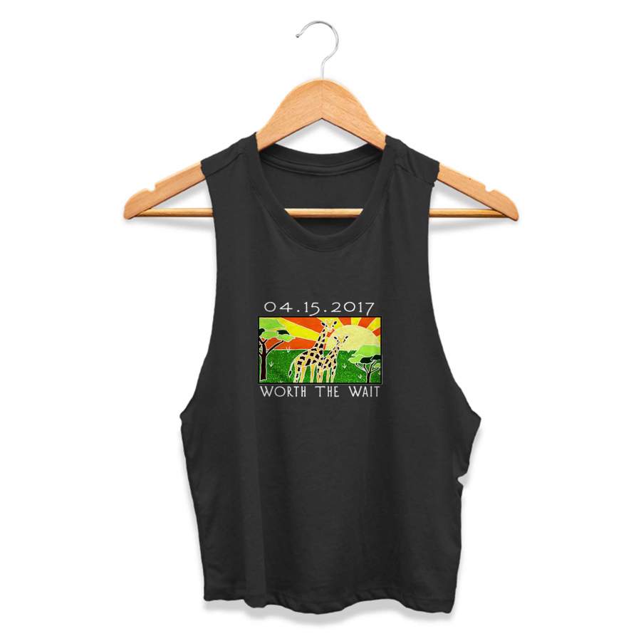 April The Giraffe Graphic Design Vintage Funny Unique Gift Ideas Animal Tumblr Worth The Wait CPY Womans Crop Tanktop Tee