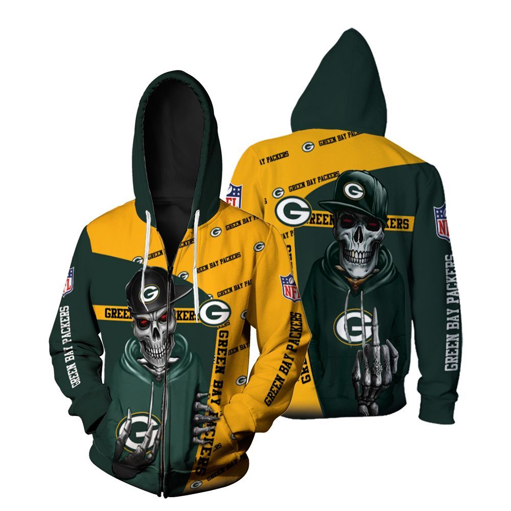 Green Bay Packers Hiphop Skeleton Fan 3D All Over print Hoodie, T-shirt, Sweater, Jacket Jersey Zip Hoodie