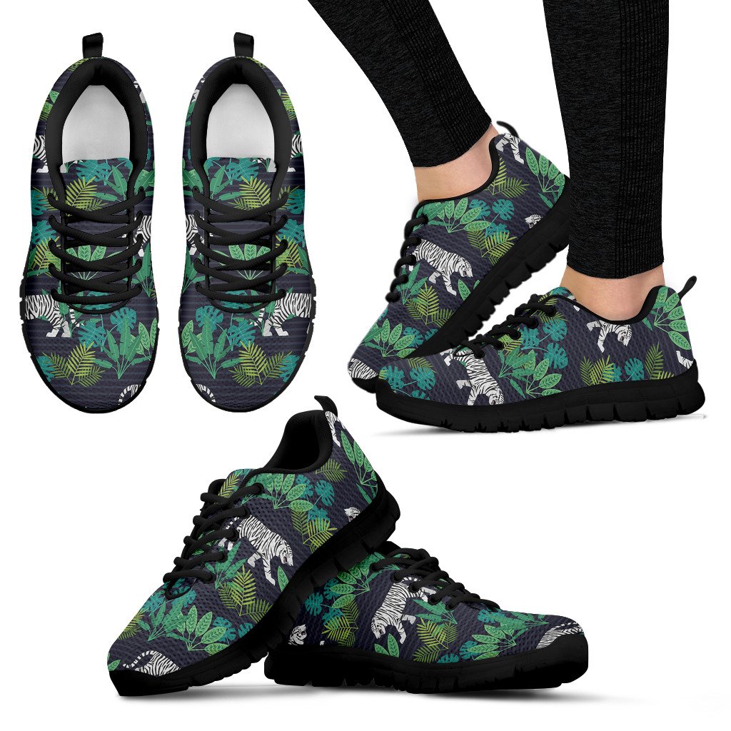 White Bengal Tigers Tropical Plant Women’S Sneaker Shoes