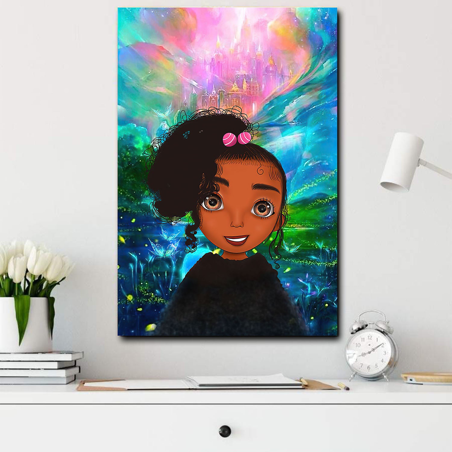 African American Canvas Art Black Girl Cute Chibi African Home Decor