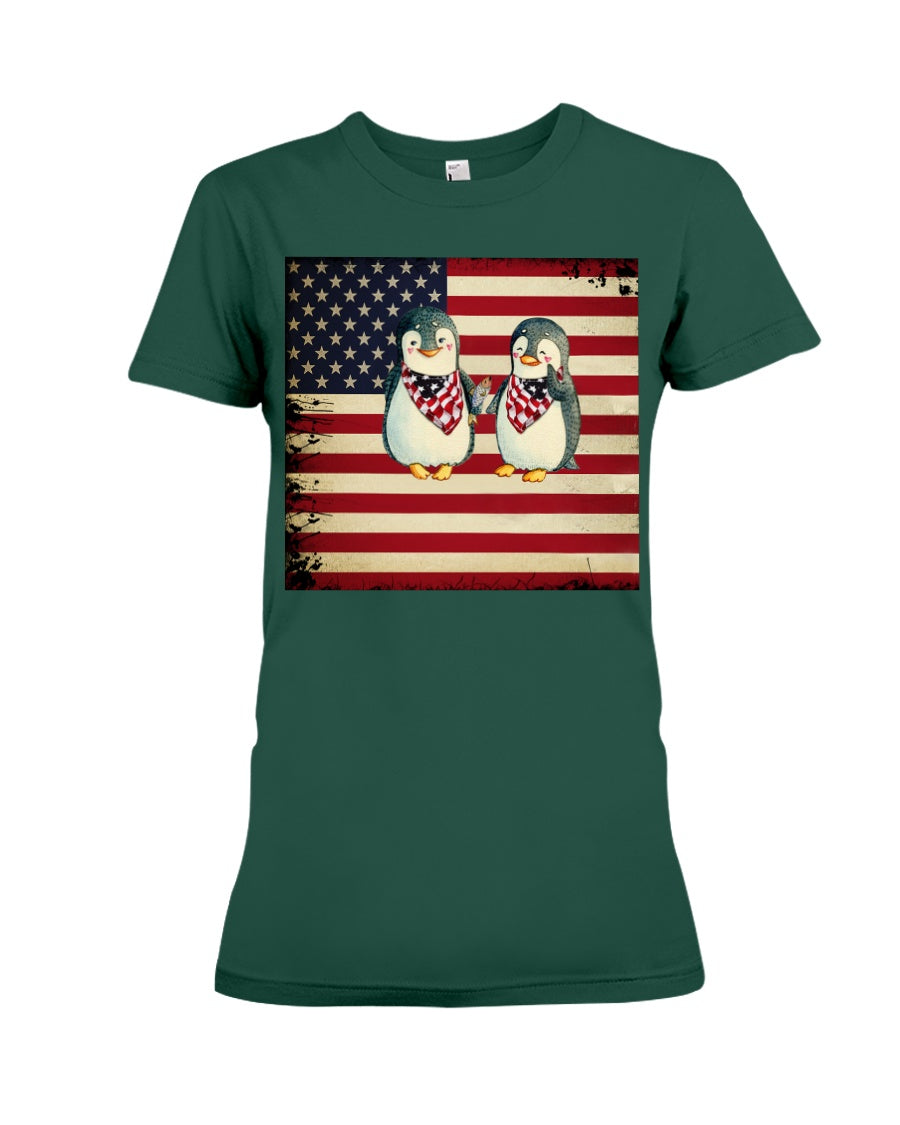 Lovely Phone Case With America Flag Gift For Penguin Lovers Ladies Tee