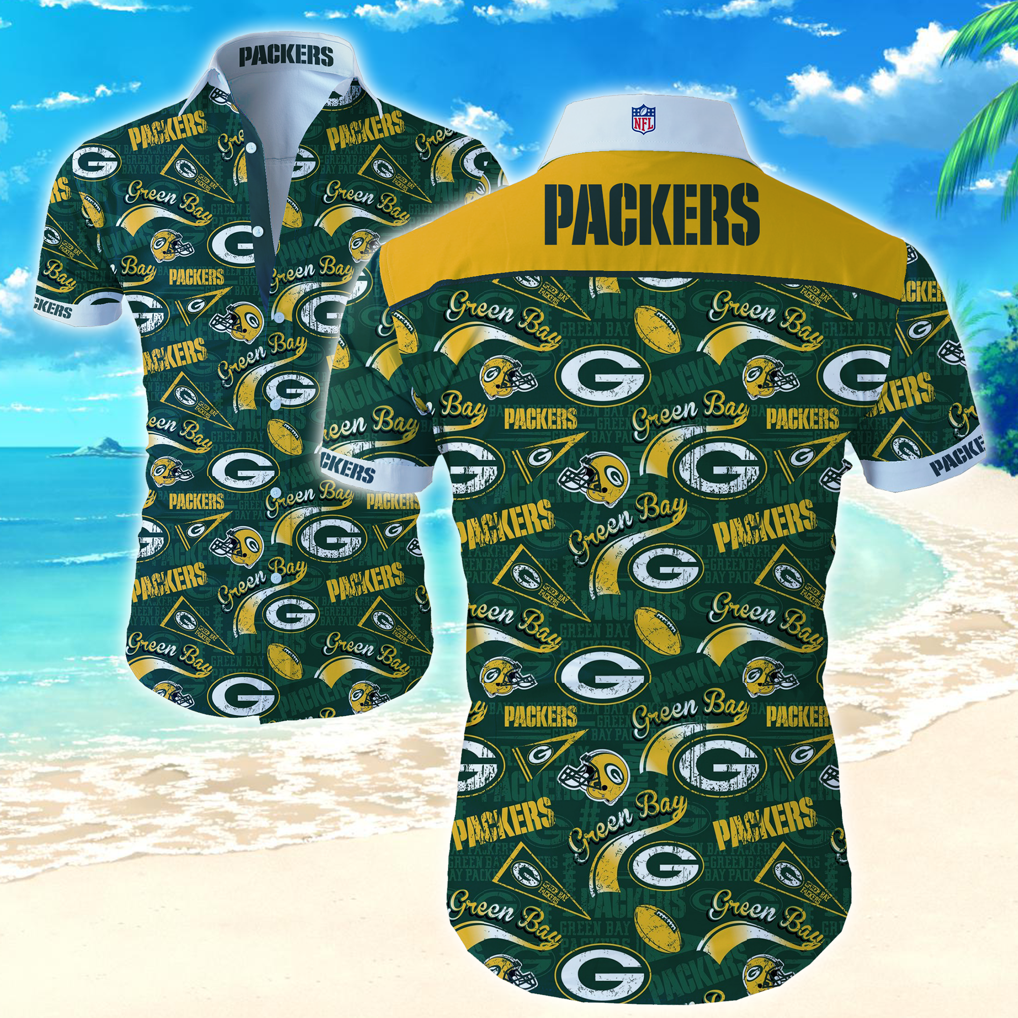 Green Bay Packers Hawaii Shirts Repeat Logo Ha98819