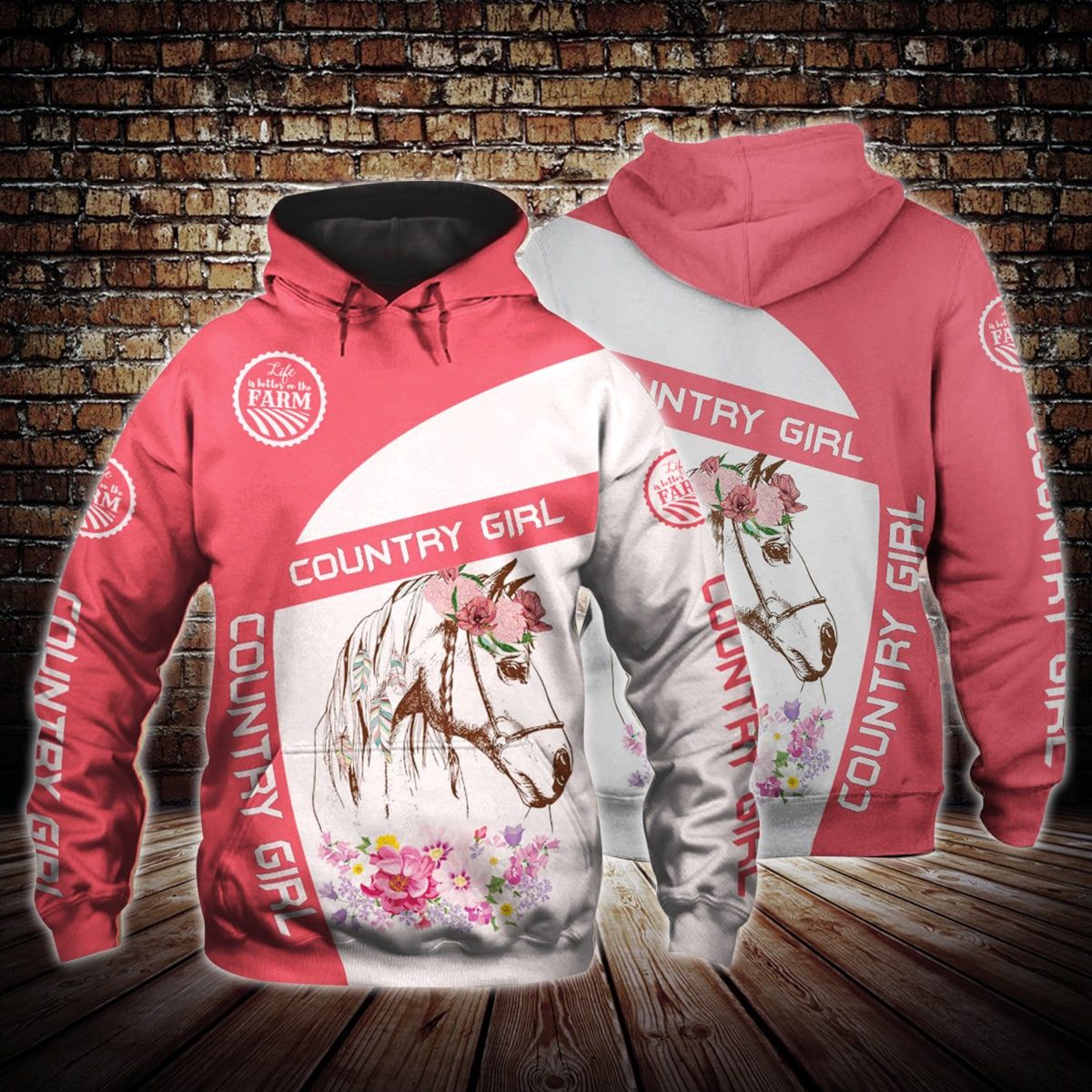 Horse Flower Horse Unisex 3D Hoodie All Over Print KMAKM