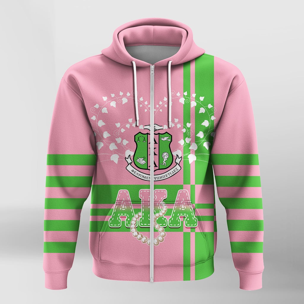 Alpha Kappa Alpha Personalized Zip-Up Hoodie Skeewee Simple Style