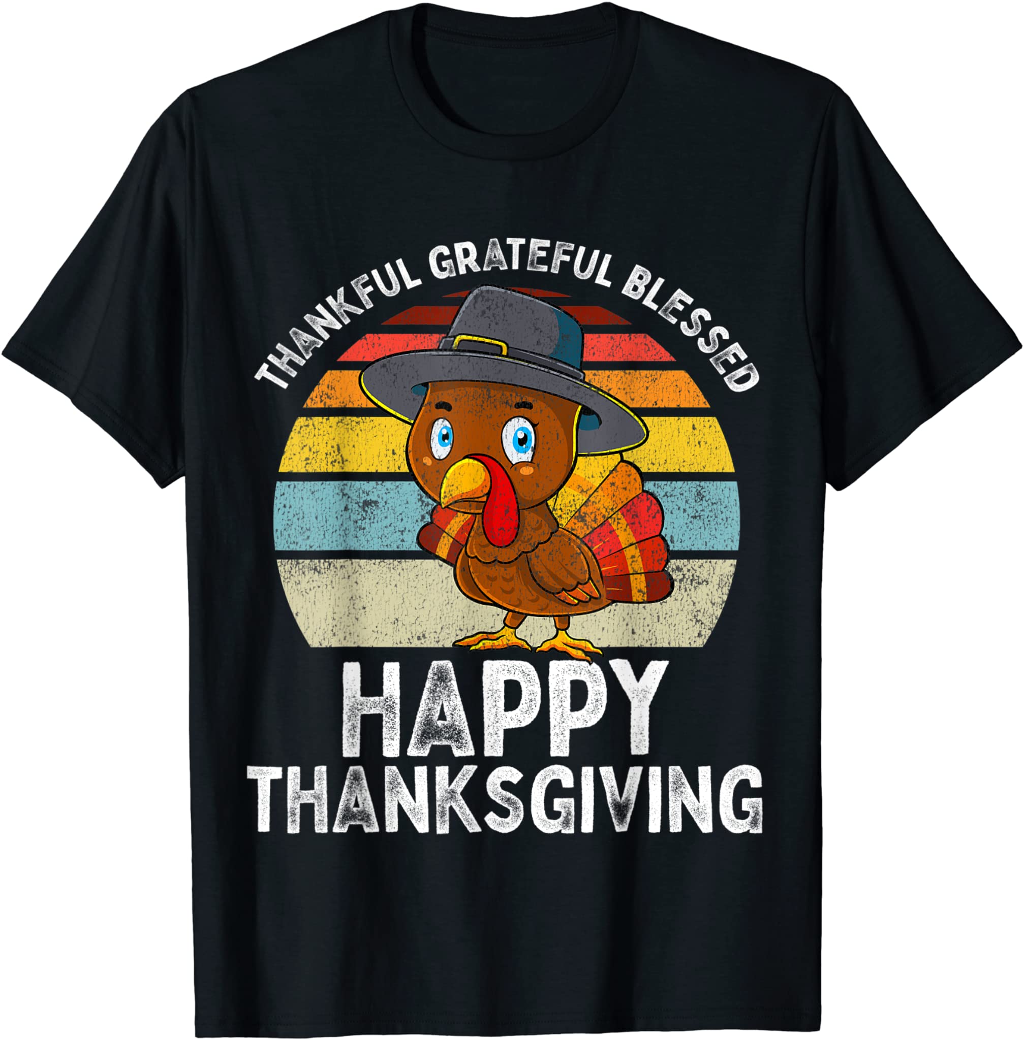 Thankful Grateful Blessed Happy Thanksgiving Turkey Women T-Shirt