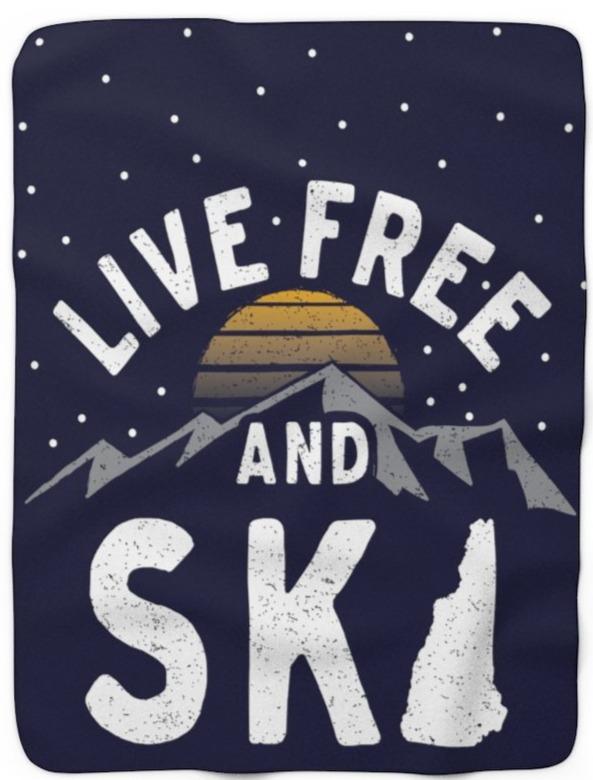 Live Free And Ski Sherpa Fleece Blanket