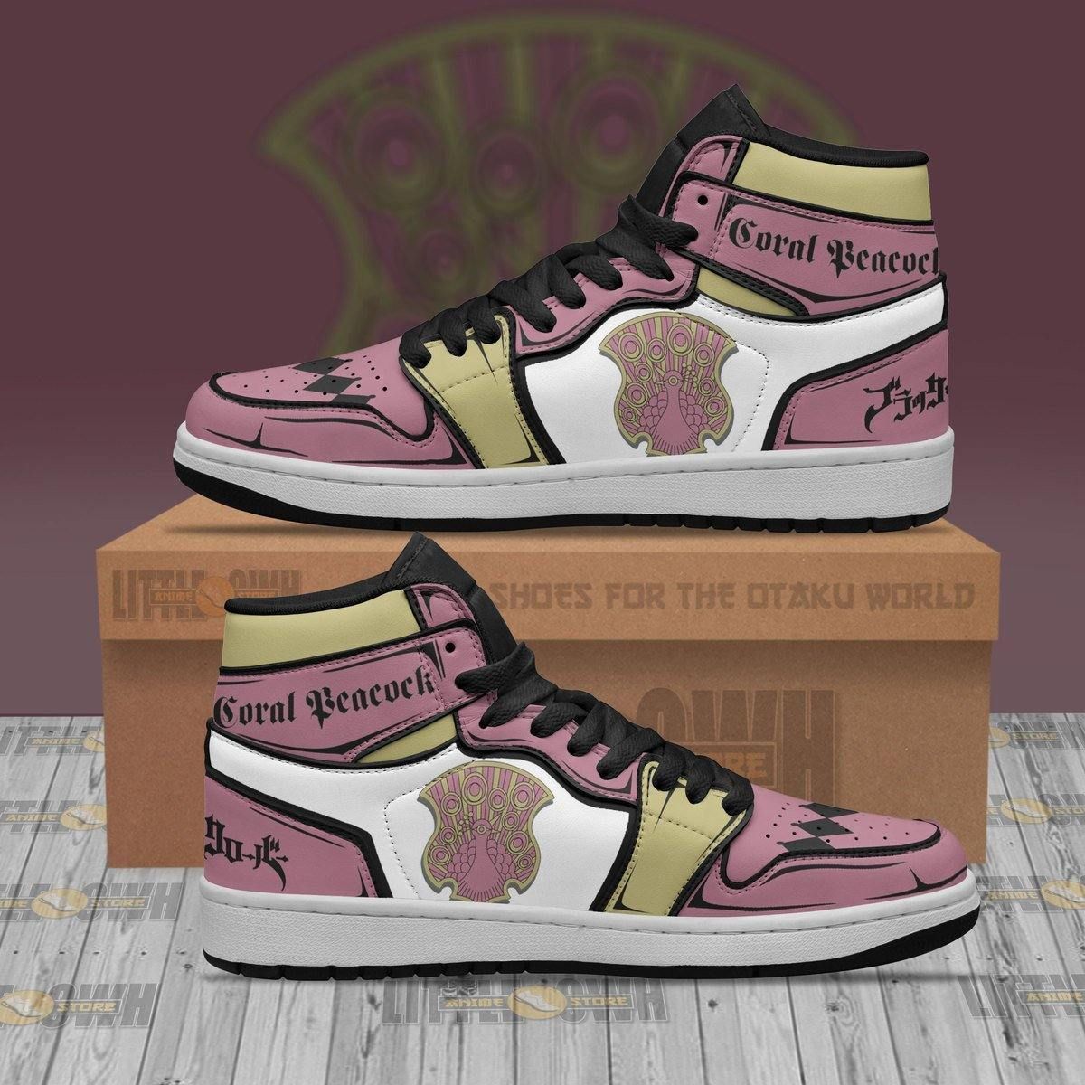 Coral Peacock Jd Sneakers Custom Black Clover Anime Shoes Junefashions Shoes