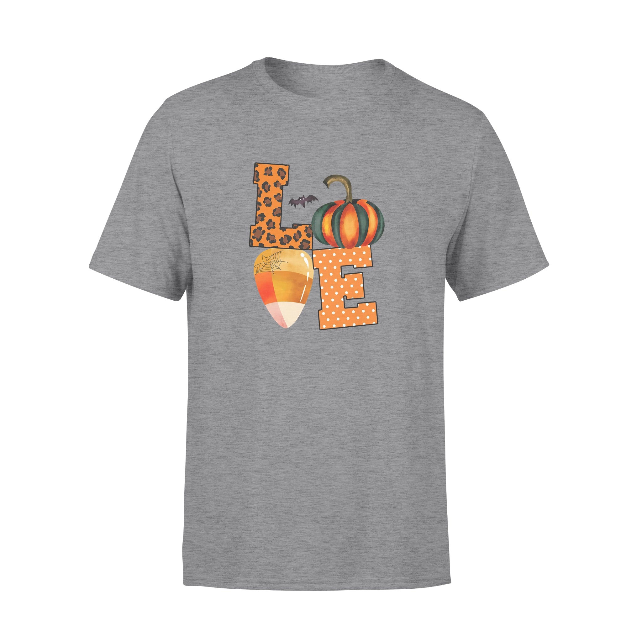 Fall Love Shirt, Candy Corn, Pumpkins, Leopard Print, Polka Dots, Halloween Shirt, Autumn Shirt, Gift for Friend – Standard T-shirt