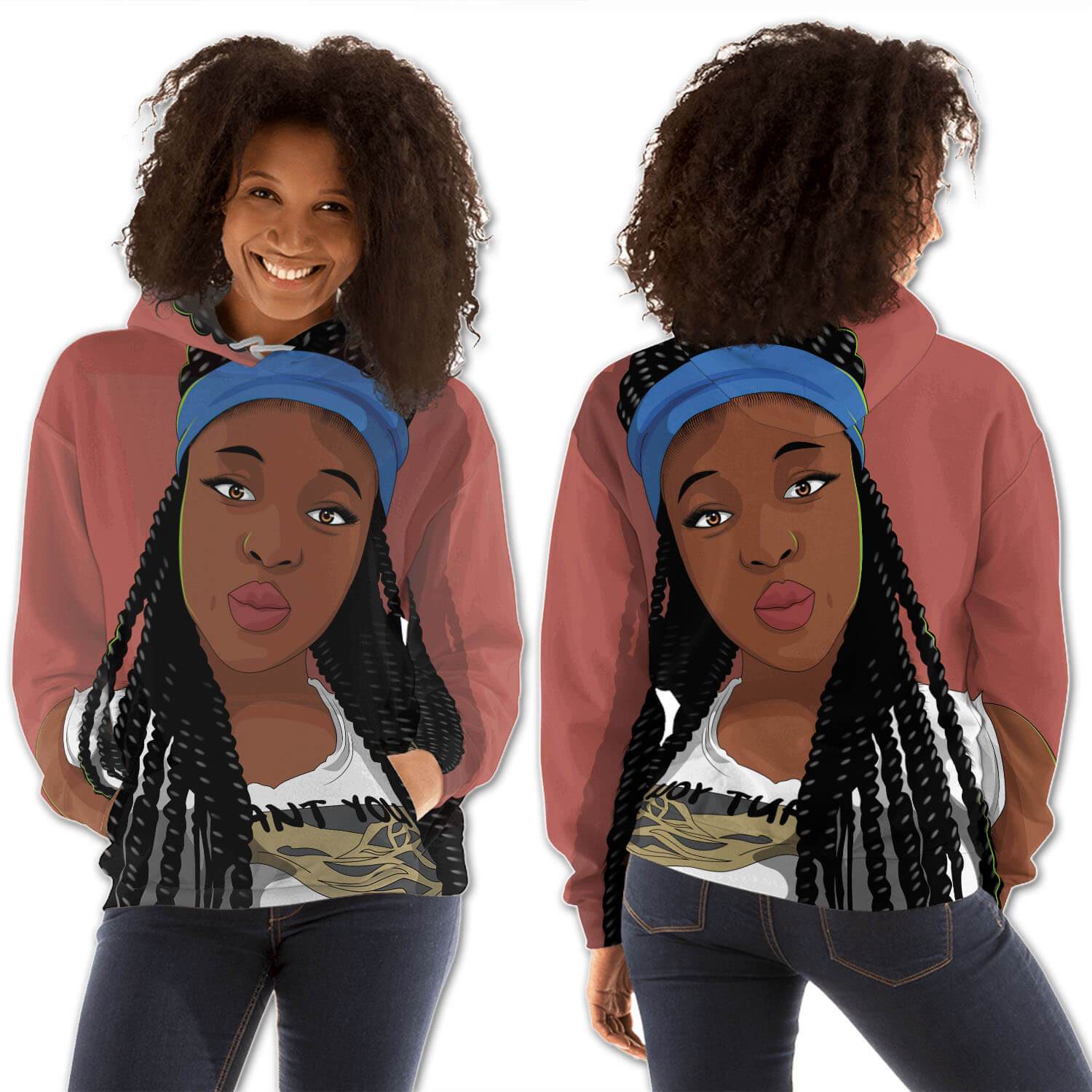 African American Hoodies Beautiful Girl With Afro All Over Print Womens Hooded Sweatshirt Afrocentric Clothing BPS51889