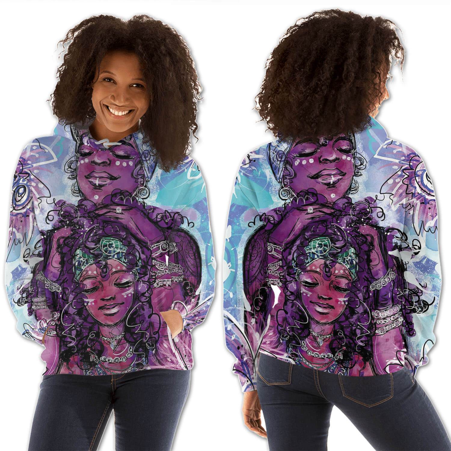 African American Hoodies Cute Melanin Poppin Girl All Over Print Womens Hooded Sweatshirt African Print Styles BPS11441