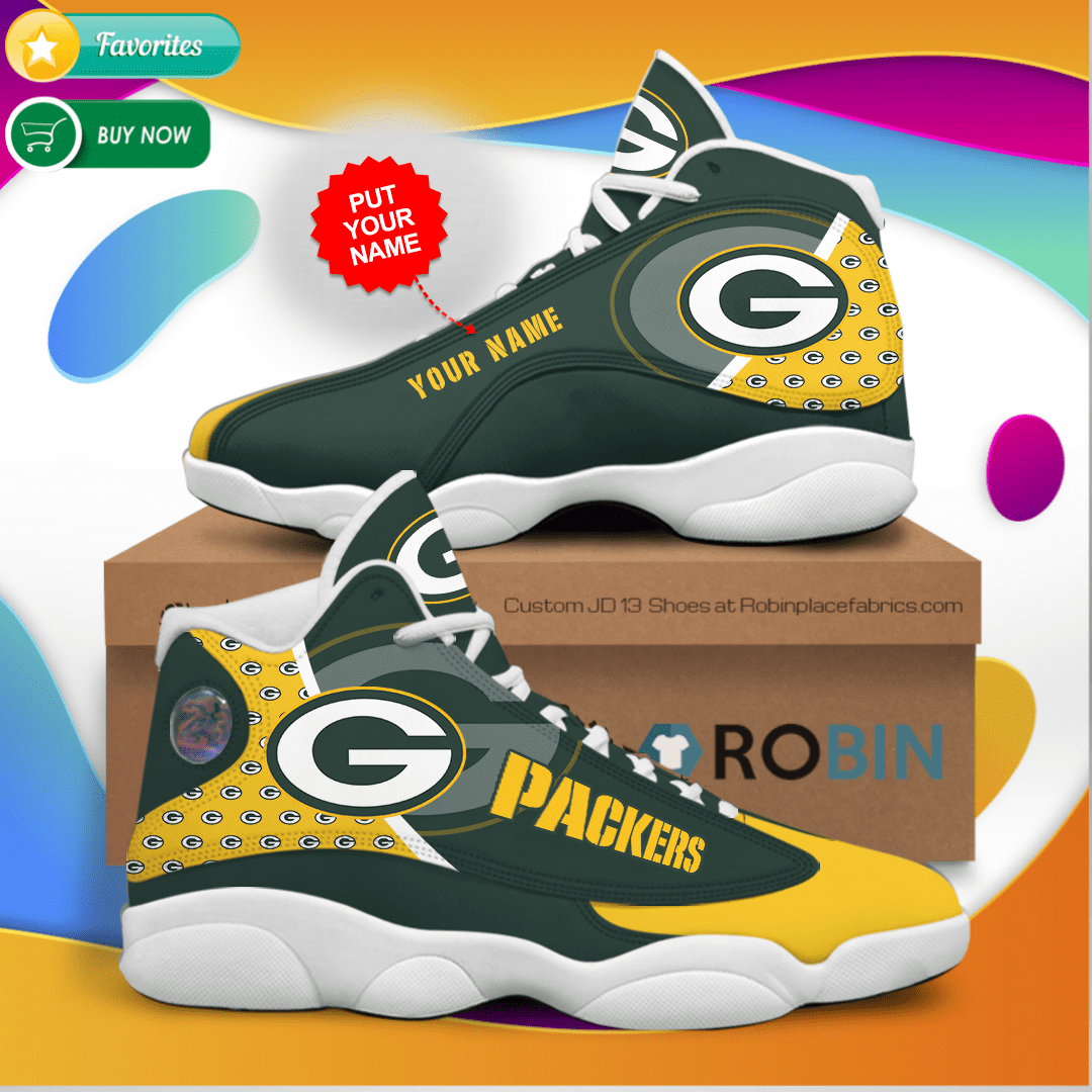 Personalized Name Green Bay Packers Jordan 13 Sneakers – Custom Jd13 Shoes