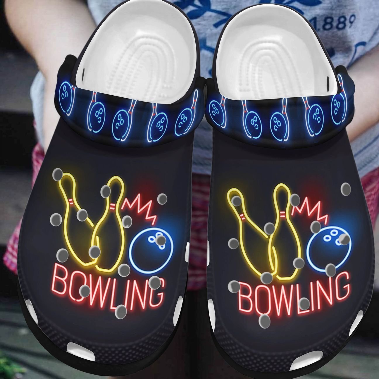 Bowling Personalized Clog, Custom Name, Text, Color, Number Fashion Style For Women, Men, Kid, Print 3D Bowling Night