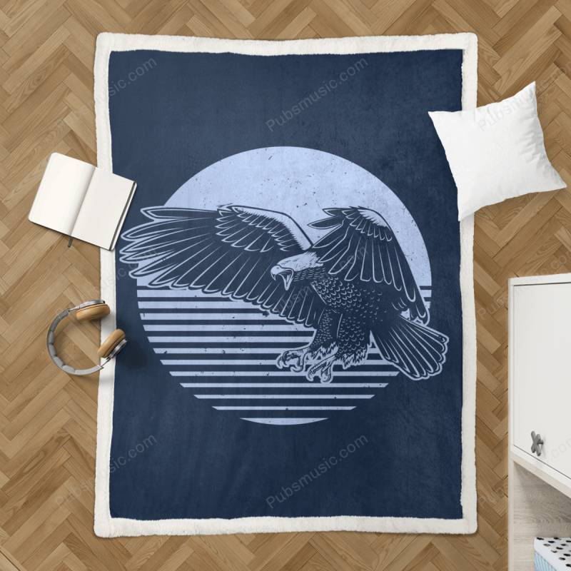 Retro Eagle – Retro Animals Dinosaurs Sherpa Fleece Blanket