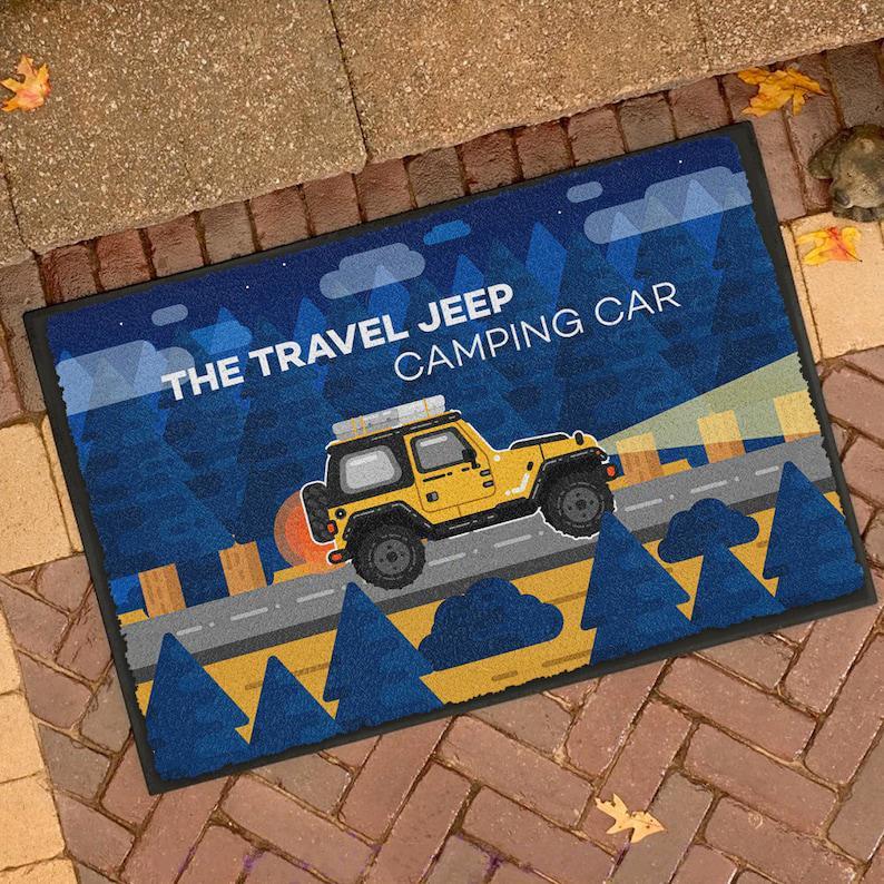 The Travel Jeep Camping Car Doormat | Welcome | Doormat | Funny Gift | Home Doormat | House Warming | Door Rug