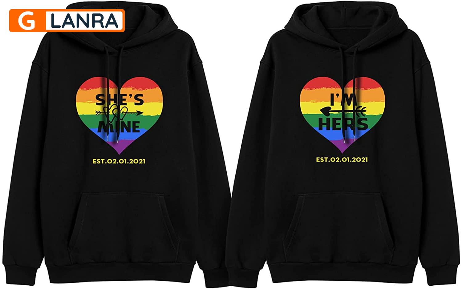 Personalized She’S Mine I’M Hers Hoodie, Custom Lgbt Couple Hoodie, Matching Couple Hoodie, Lgbt Hoodie, Husband Wife Unisex Sweater, Sweatshirt