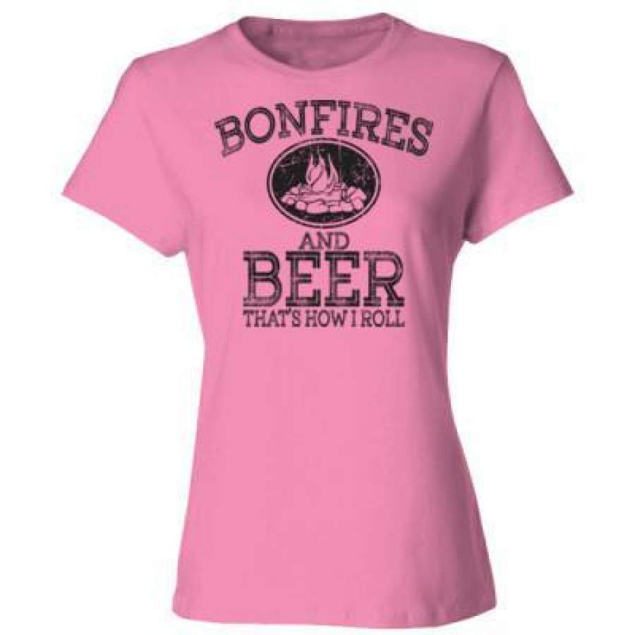 AGR Bornfires And Beer Thatz How I Roll – Ladies’ Cotton T-Shirt