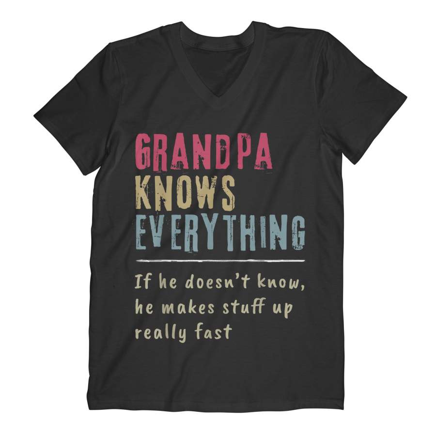 Mens Grandpa Know Everything – Grandpa Gift – Comfort V-neck