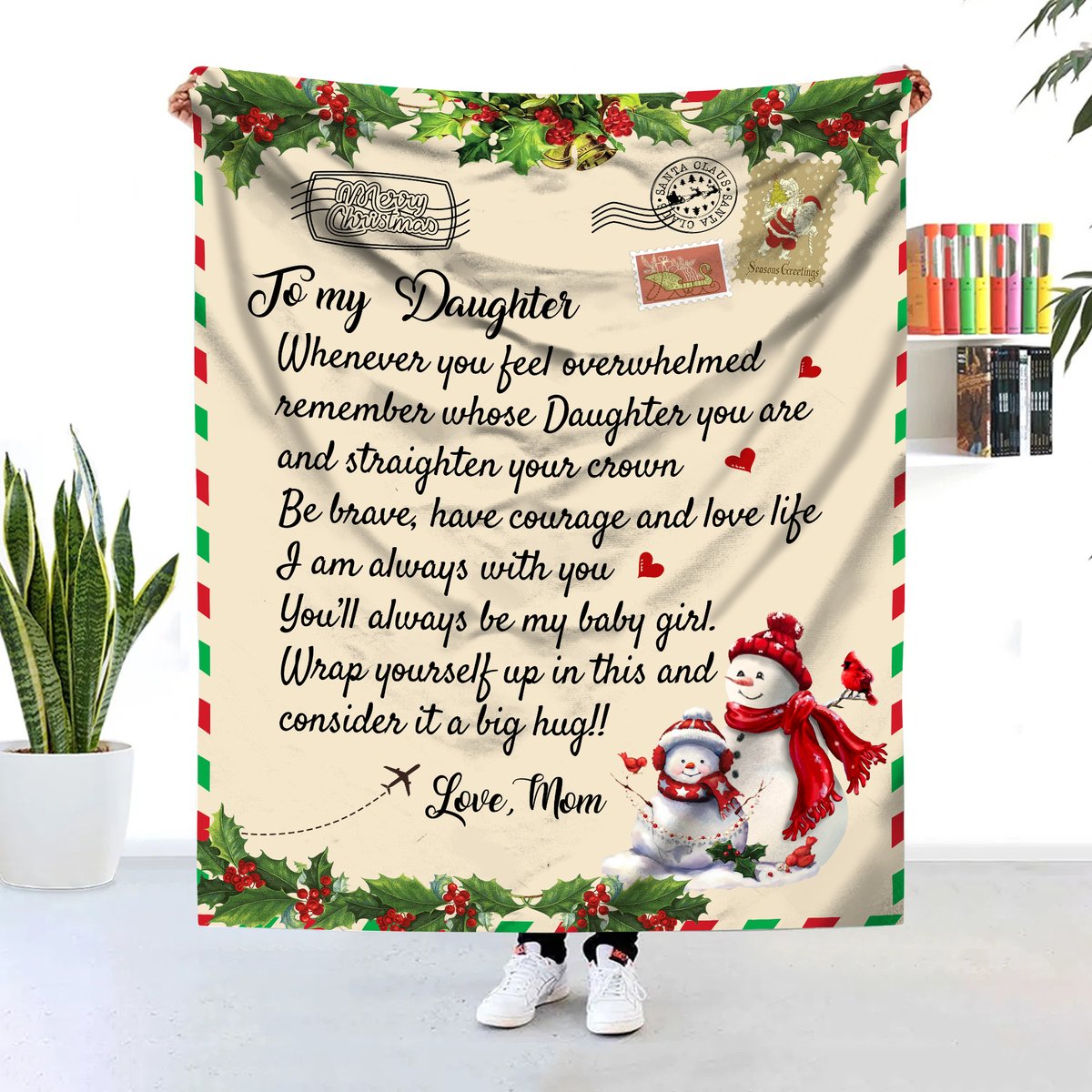 To My Daughter From Mom, I Am Always With You Fleece Blanket Gift For Christmas Home Decor Bedding Couch Sofa Soft And Comfy Cozy Gift Idea For Daughter