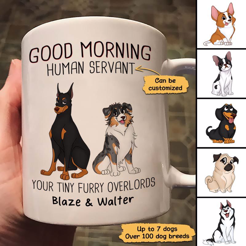 Good Morning Cute Sitting Dog Personalized Coffee Mug