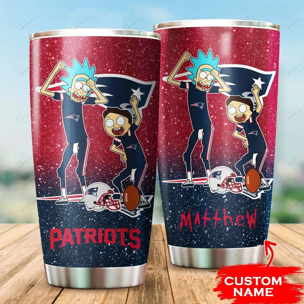 Custom Name New England Patriots Rick And Morty Tumbler Mug