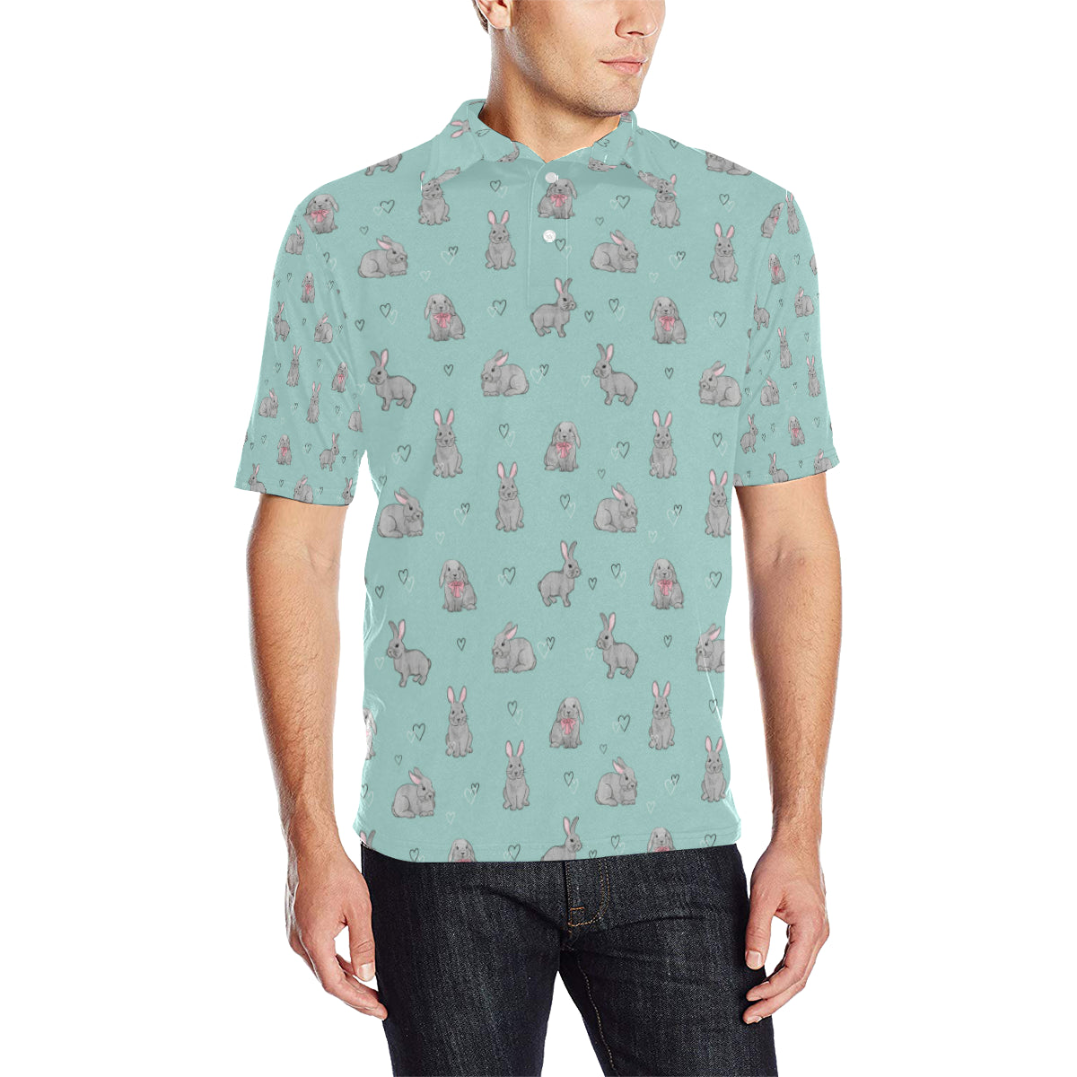 Bunny Pattern Print Design 02 Men Polo Shirt