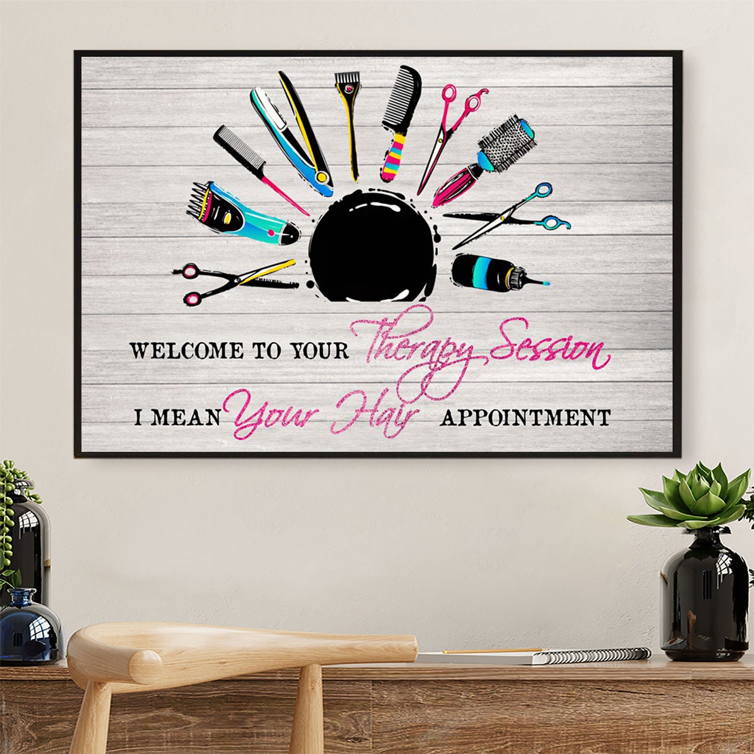 Welcome To Your Therapy Session – Hairdresser Canvas Wall Art | Home Décor Gift For Hairstylists