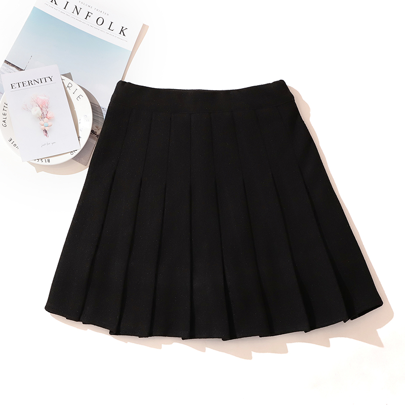 Autumn Winter Women Pleated Skirts Elastic High Waist Female Mini Skirt Woolen Ladies Girls Short Skirt Fashion Woman Skirts alx