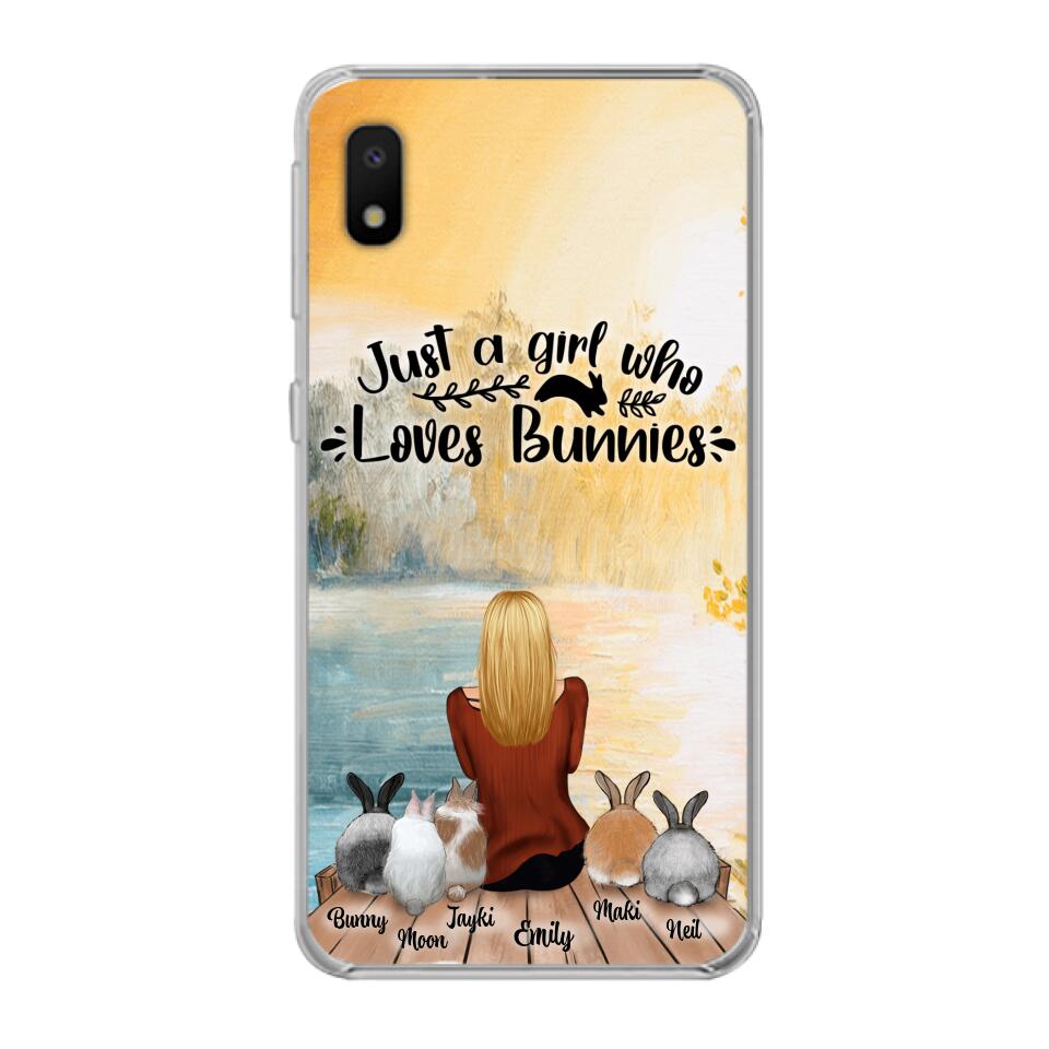 Custom Personalized Rabbit Mom Phone Case – Upto 5 Rabbits – Gift Idea For Rabbit Lovers – Just A Girl Who Loves Bunnies – Case For Samsung Galaxy A