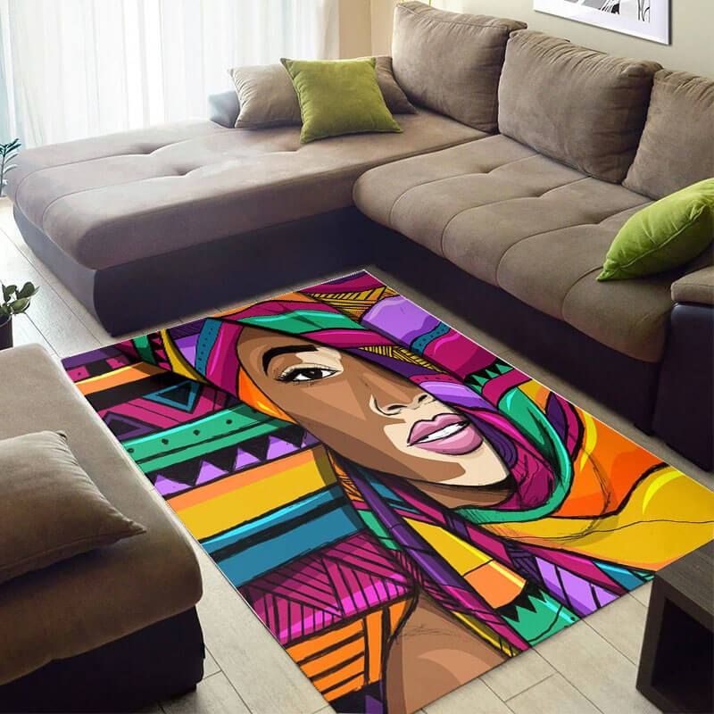 Nice African American Rug Fancy Afrocentric Black Girl African Large ...