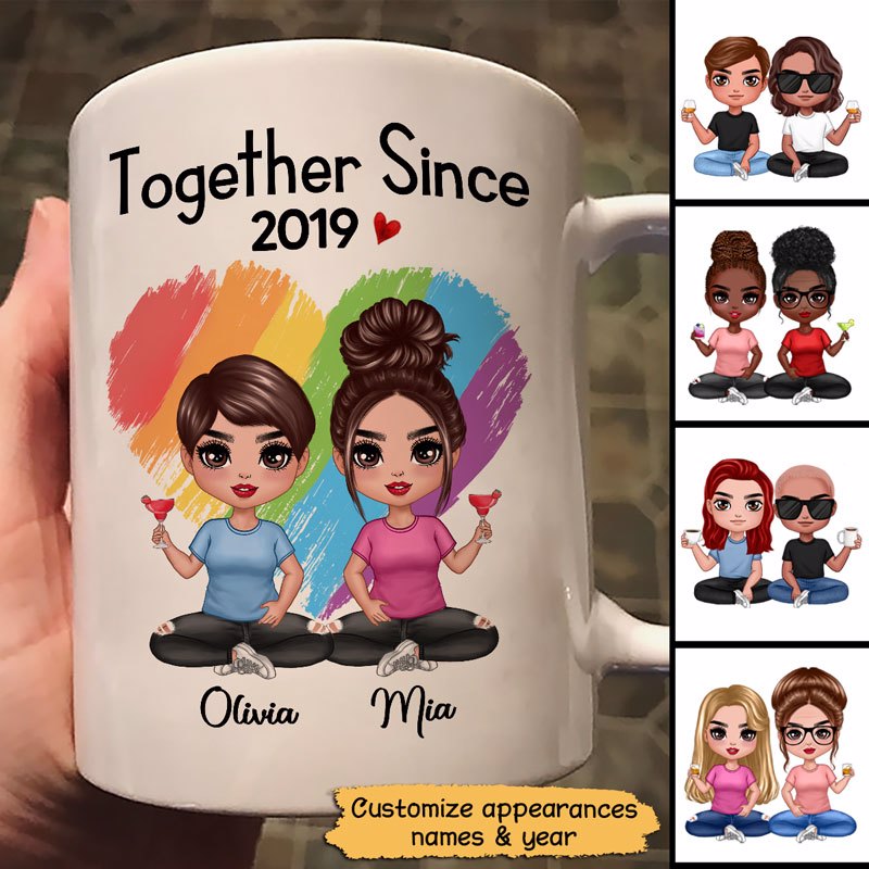 Doll Lgbt Couple Sitting Together Since Personalized Mug