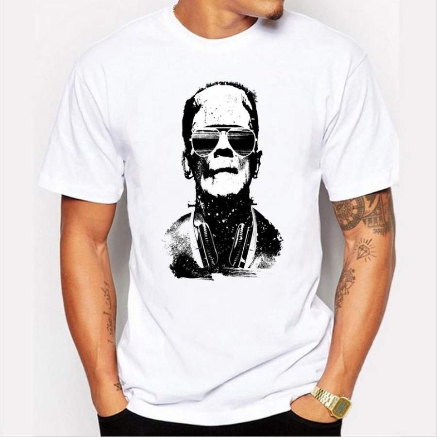 Summer Fashion New Men’S Personalized Hip-Hop Style Printing High-Quality Short-Sleeved Round Neck White T-Shirt