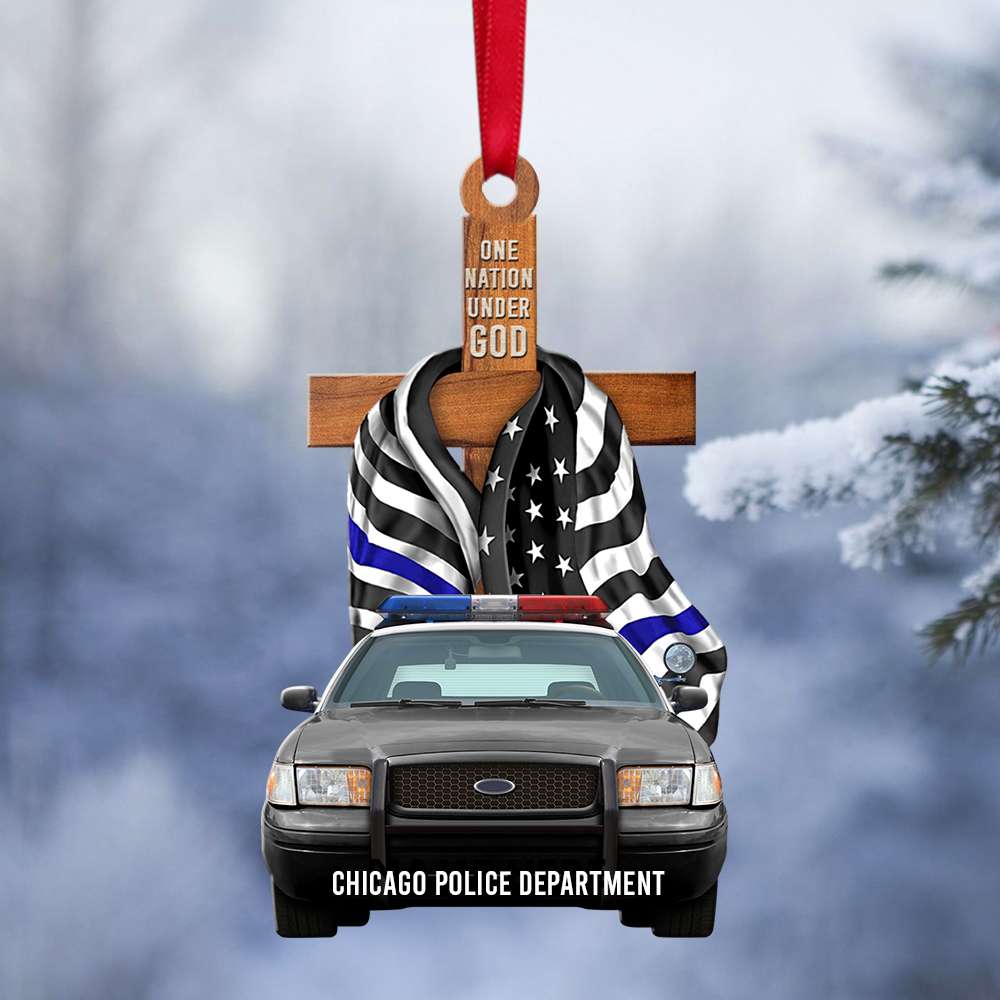 Police One Nation Under God Personalized Flat Ornament Gift For Police New